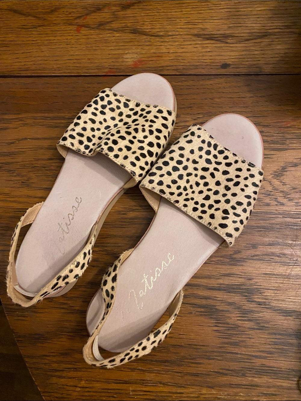 Matisse Tan and Black Leopard Slide Sandals
